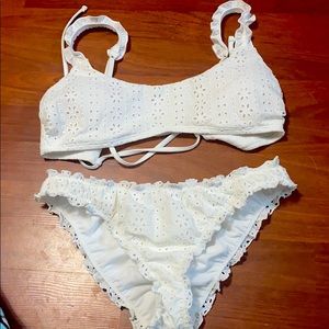 Hollister White eyelit bikini